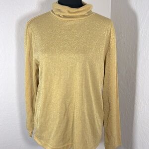 Vintage‎ 80’s UNITS long sleeved turtleneck gold metallic size S small